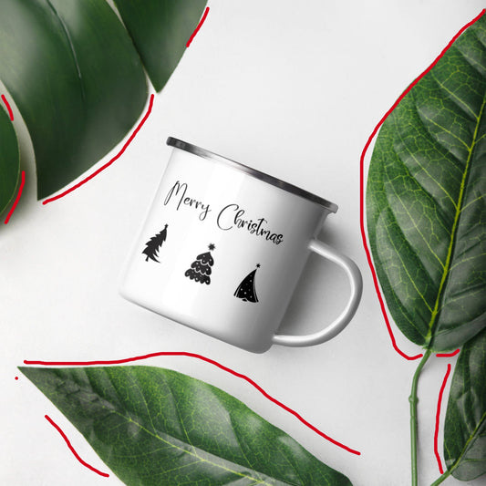 Minimalist  Christmas Trees Enamel Mug