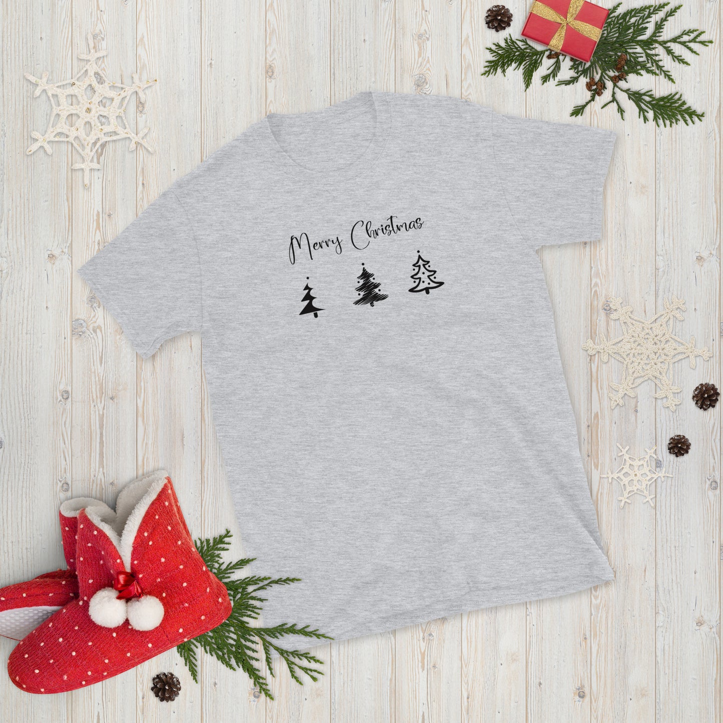 Merry Christmas Trees Minimalist Short-Sleeve Unisex T-Shirt