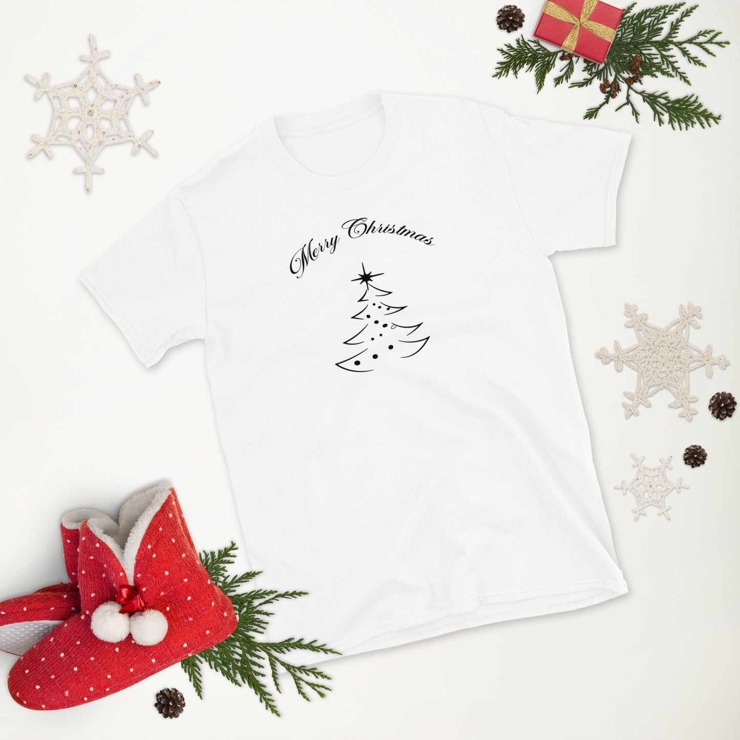 Merry Christmas Tree Minimalist Short-Sleeve Unisex T-Shirt