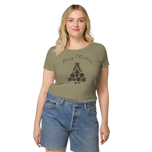 Black Snowflakes Christmas Tree Women’s basic organic T-shirt