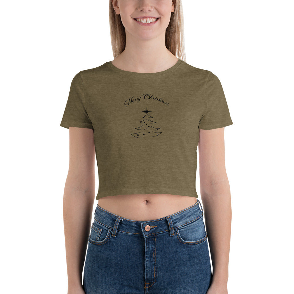 Merry Christmas Tree Minimalist Women’s Crop Tee