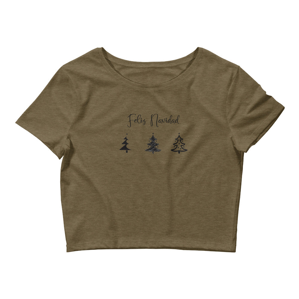 Feliz Navidad Trees Minimalist Women’s Crop Tee