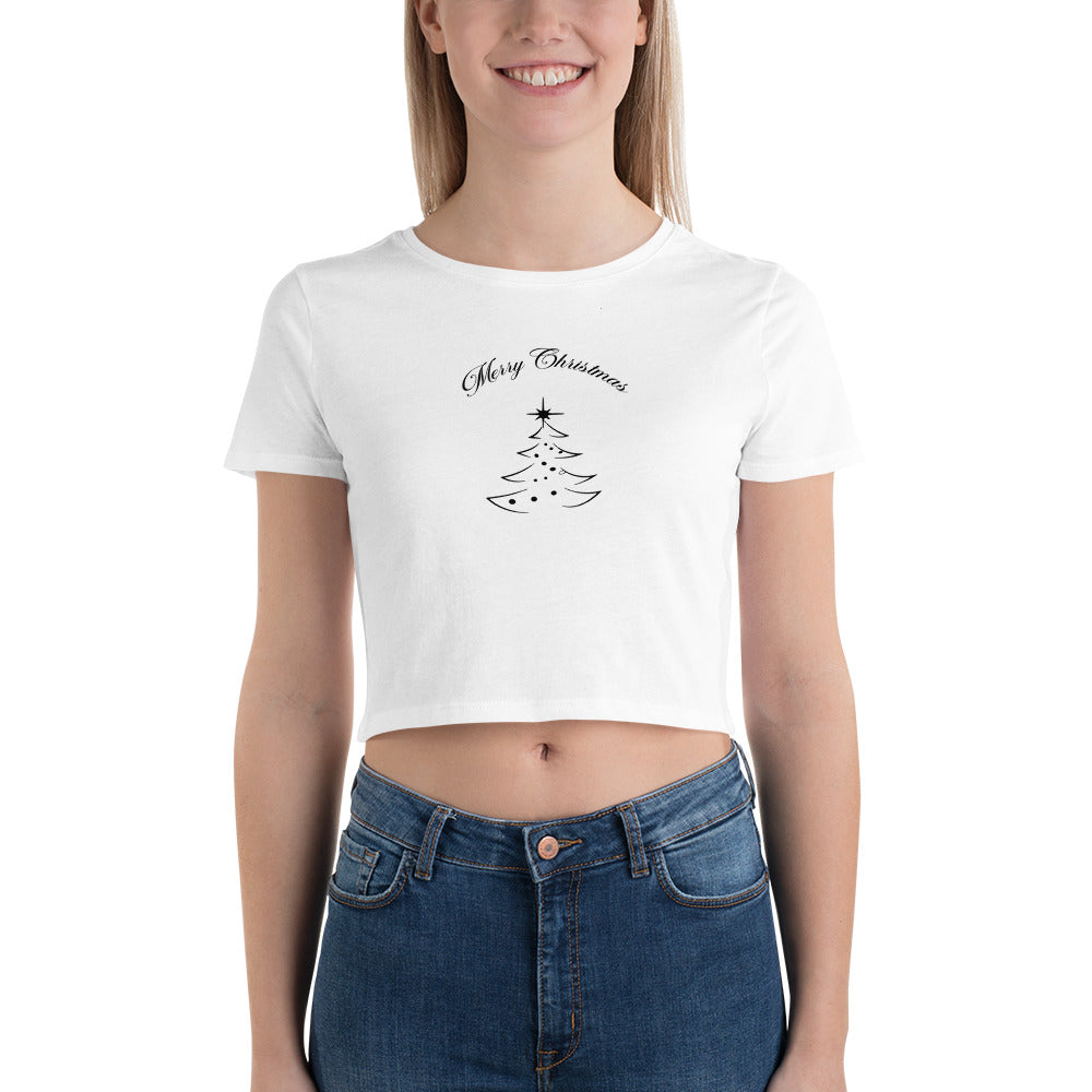 Merry Christmas Tree Minimalist Women’s Crop Tee