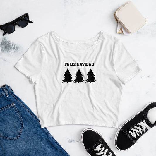 Feliz Navidad Trees Women’s Crop Tee