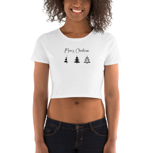 Merry Christmas Trees Minimalist Women’s Crop Tee