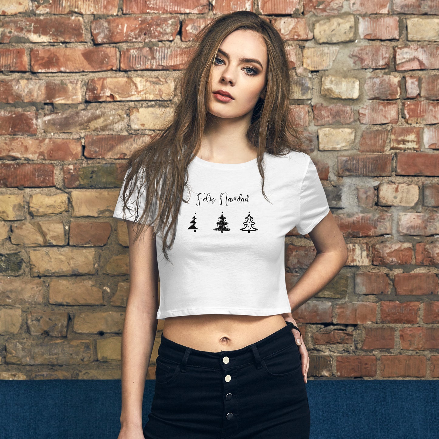 Feliz Navidad Trees Minimalist Women’s Crop Tee