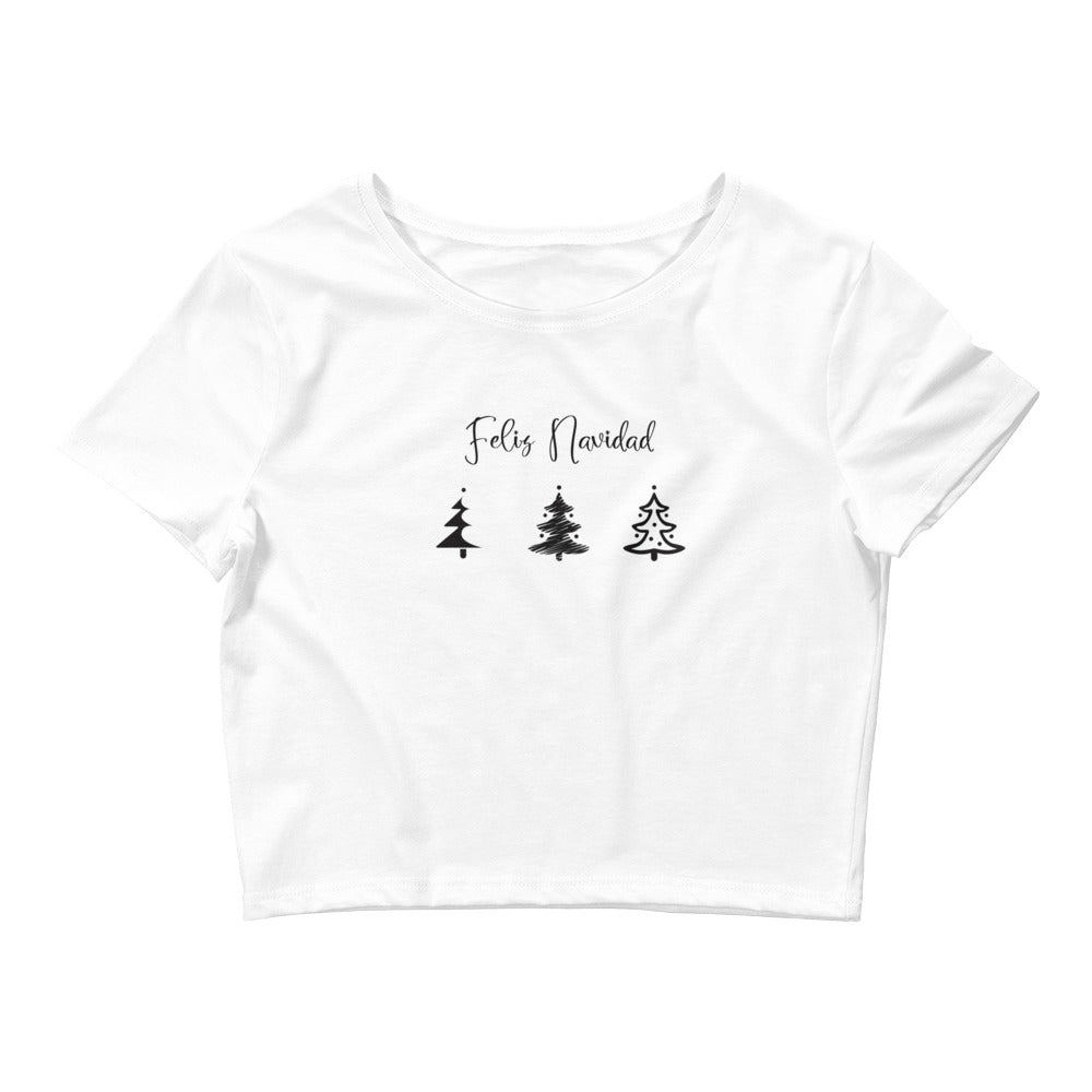 Feliz Navidad Trees Minimalist Women’s Crop Tee