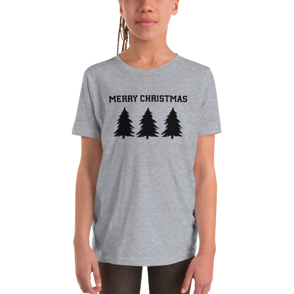 Merry Christmas Trees Minimalist Youth Short Sleeve T-Shirt