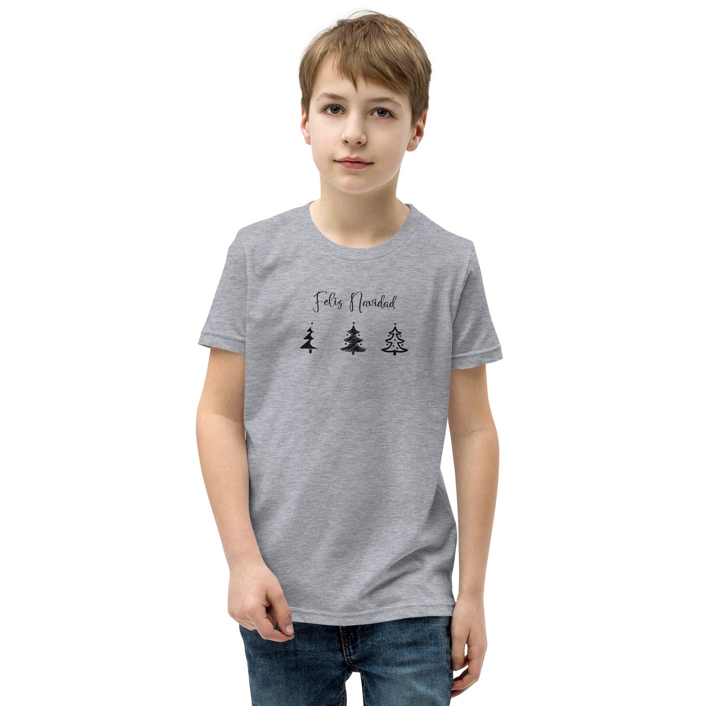 Feliz Navidad Trees Minimalist Youth Short Sleeve T-Shirt