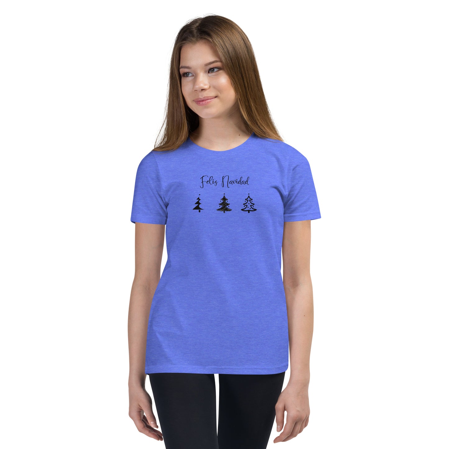 Feliz Navidad Trees Minimalist Youth Short Sleeve T-Shirt