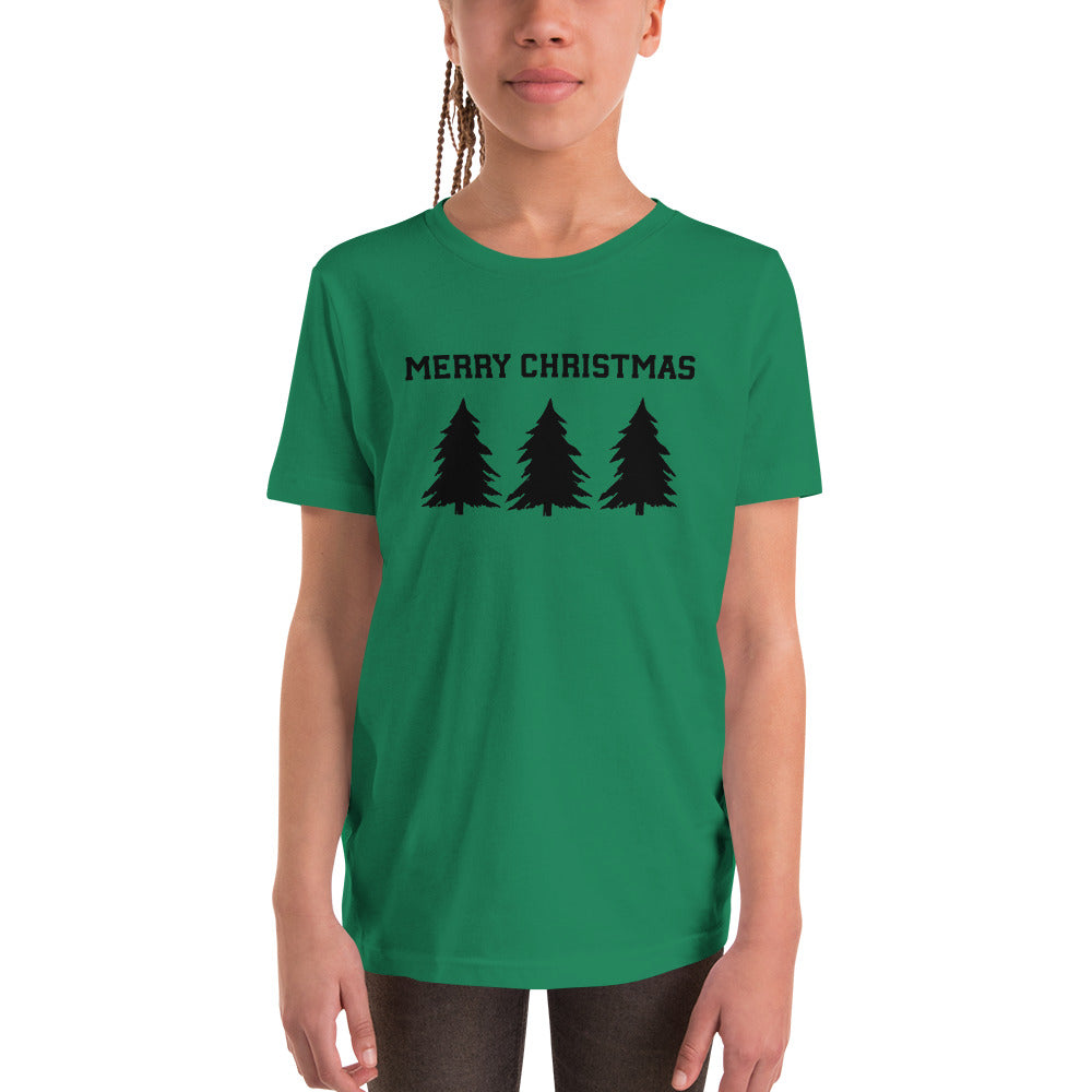 Merry Christmas Trees Minimalist Youth Short Sleeve T-Shirt