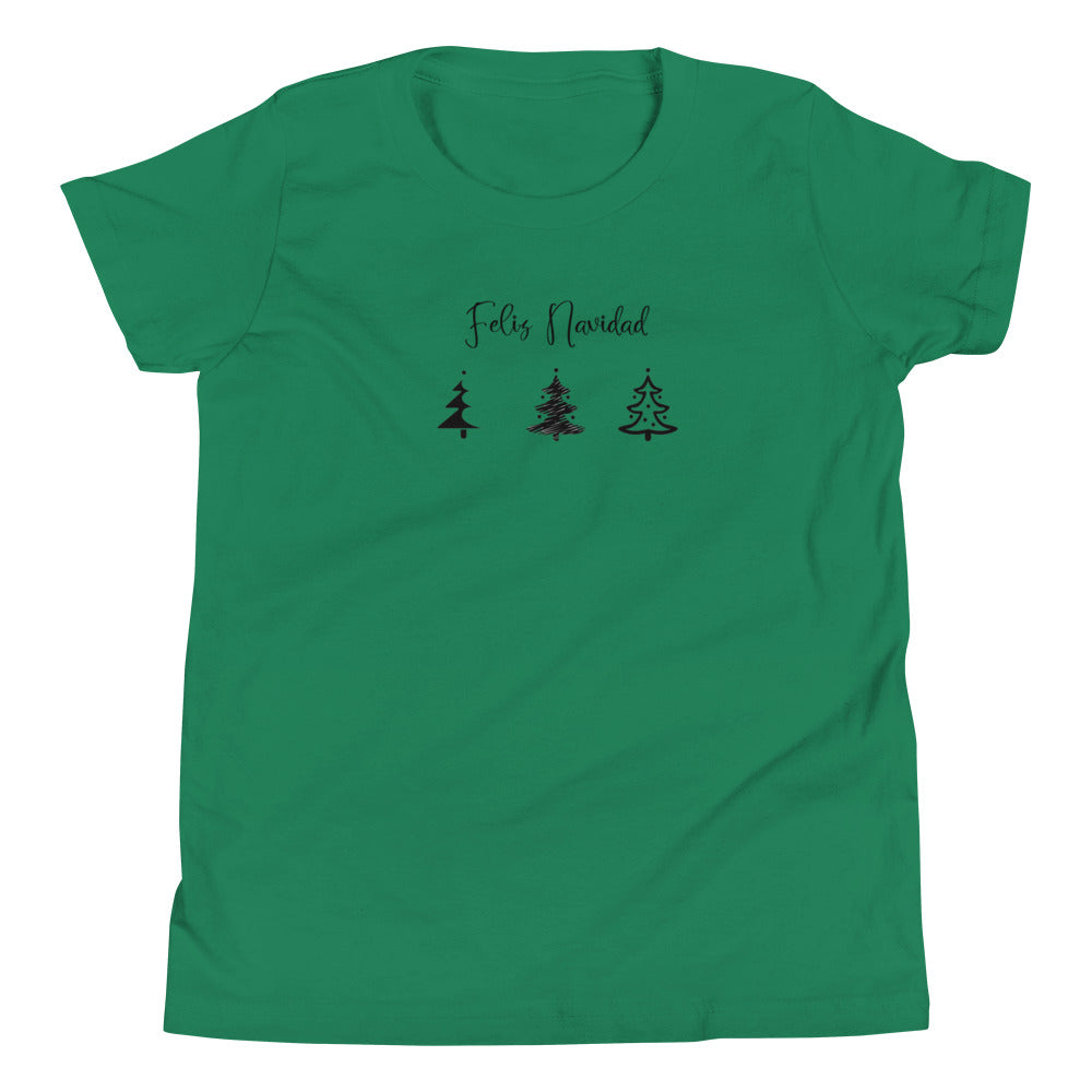 Feliz Navidad Trees Minimalist Youth Short Sleeve T-Shirt