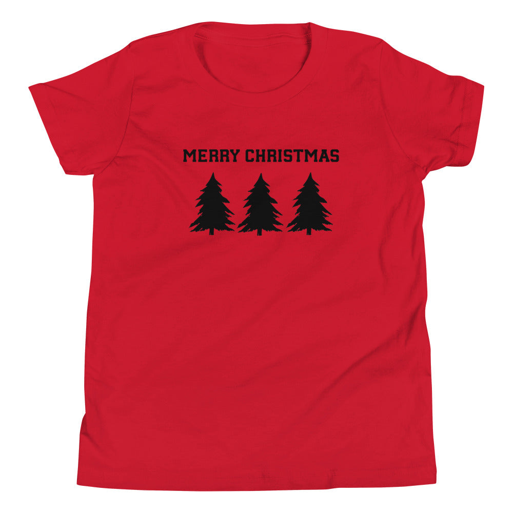 Merry Christmas Trees Minimalist Youth Short Sleeve T-Shirt