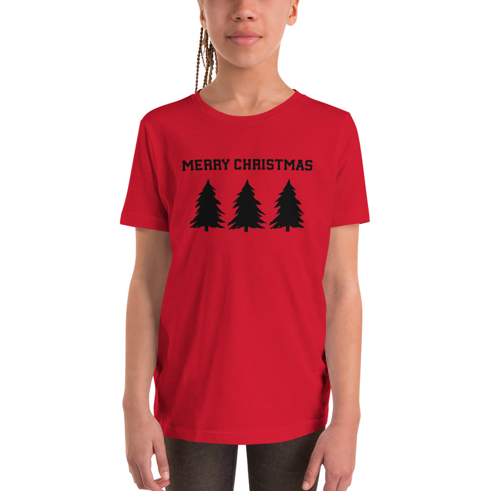 Merry Christmas Trees Minimalist Youth Short Sleeve T-Shirt