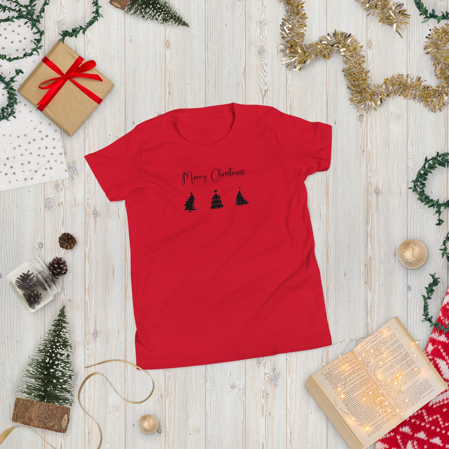 Short-Sleeve Christmas Trees Minimalist Youth T-Shirt