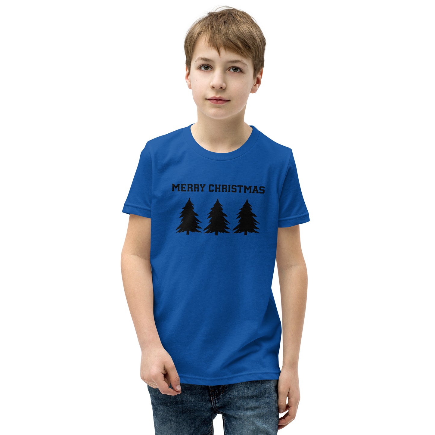 Merry Christmas Trees Minimalist Youth Short Sleeve T-Shirt