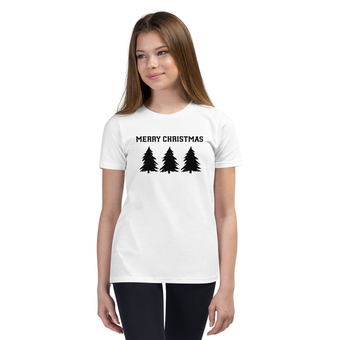 Merry Christmas Trees Minimalist Youth Short Sleeve T-Shirt